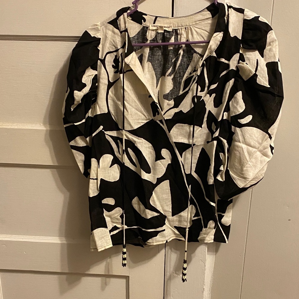Christian Siriano Black and White Patterned Blazer